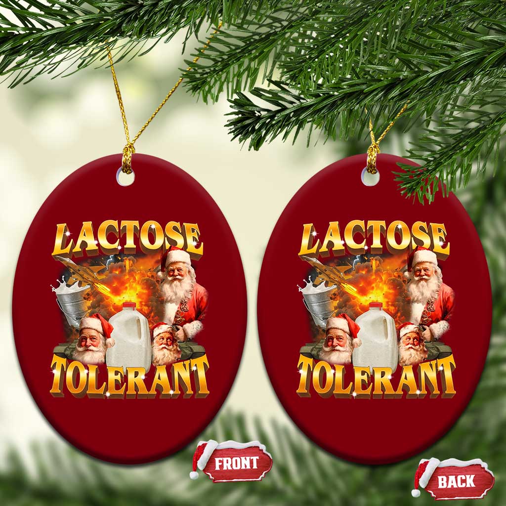 Funny Christmas Santa Lactose Tolerant Ceramic Ornament Xmas Tummy Ironic Sarcastic Meme - Wonder Print Shop