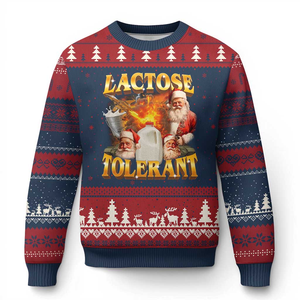 Funny Xmas Santa Lactose Tolerant Ugly Christmas Sweater Xmas Tummy Ironic Sarcastic Meme - Wonder Print Shop