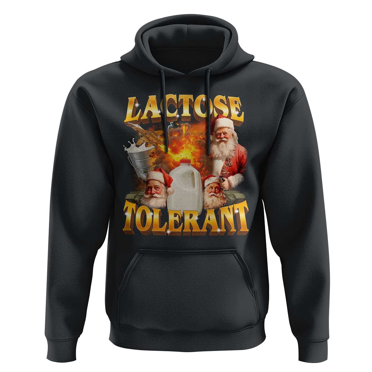 Funny Christmas Santa Lactose Tolerant Hoodie Xmas Tummy Ironic Sarcastic Meme - Wonder Print Shop