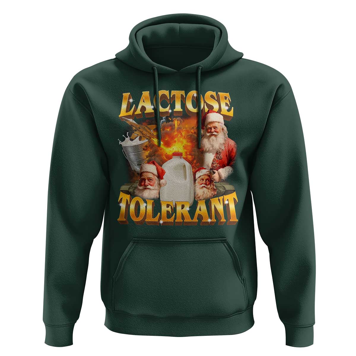 Funny Christmas Santa Lactose Tolerant Hoodie Xmas Tummy Ironic Sarcastic Meme - Wonder Print Shop