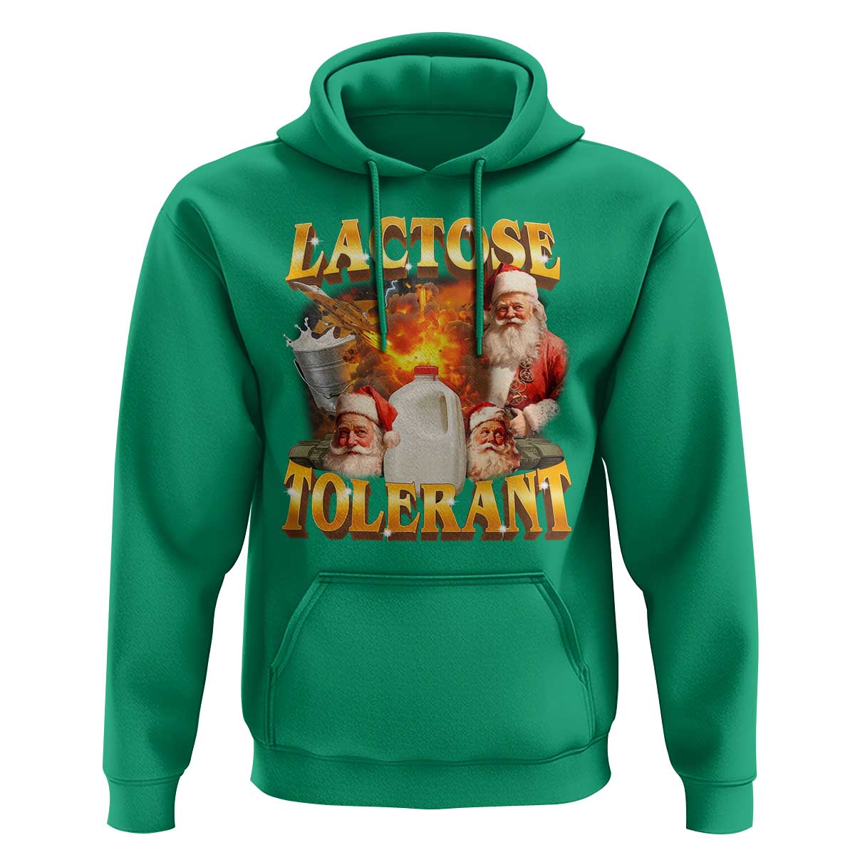 Funny Christmas Santa Lactose Tolerant Hoodie Xmas Tummy Ironic Sarcastic Meme - Wonder Print Shop