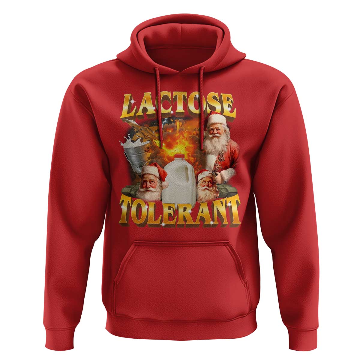 Funny Christmas Santa Lactose Tolerant Hoodie Xmas Tummy Ironic Sarcastic Meme - Wonder Print Shop