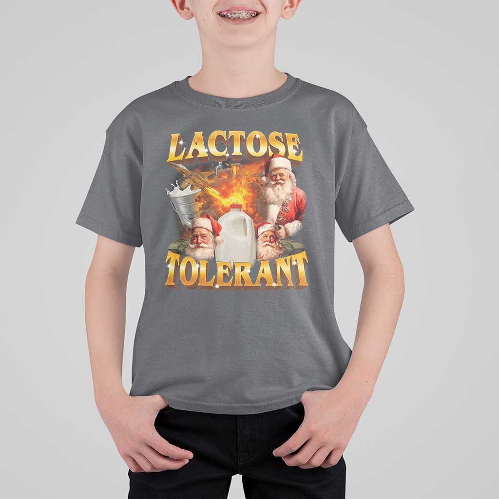 Funny Christmas Santa Lactose Tolerant T Shirt For Kid Xmas Tummy Ironic Sarcastic Meme - Wonder Print Shop