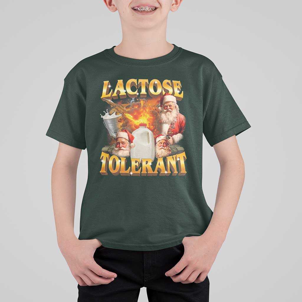 Funny Christmas Santa Lactose Tolerant T Shirt For Kid Xmas Tummy Ironic Sarcastic Meme - Wonder Print Shop