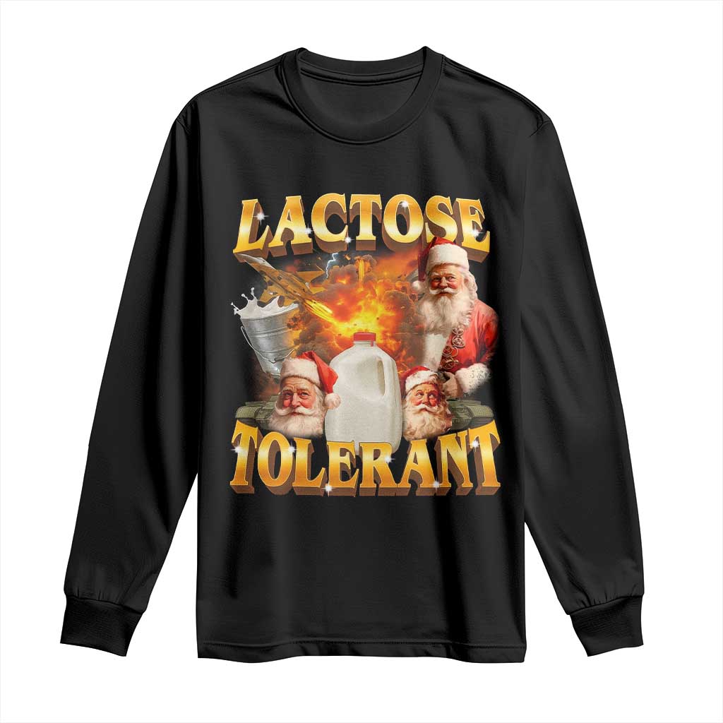 Funny Christmas Santa Lactose Tolerant Long Sleeve Shirt Xmas Tummy Ironic Sarcastic Meme - Wonder Print Shop