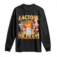 Funny Christmas Santa Lactose Tolerant Long Sleeve Shirt Xmas Tummy Ironic Sarcastic Meme - Wonder Print Shop