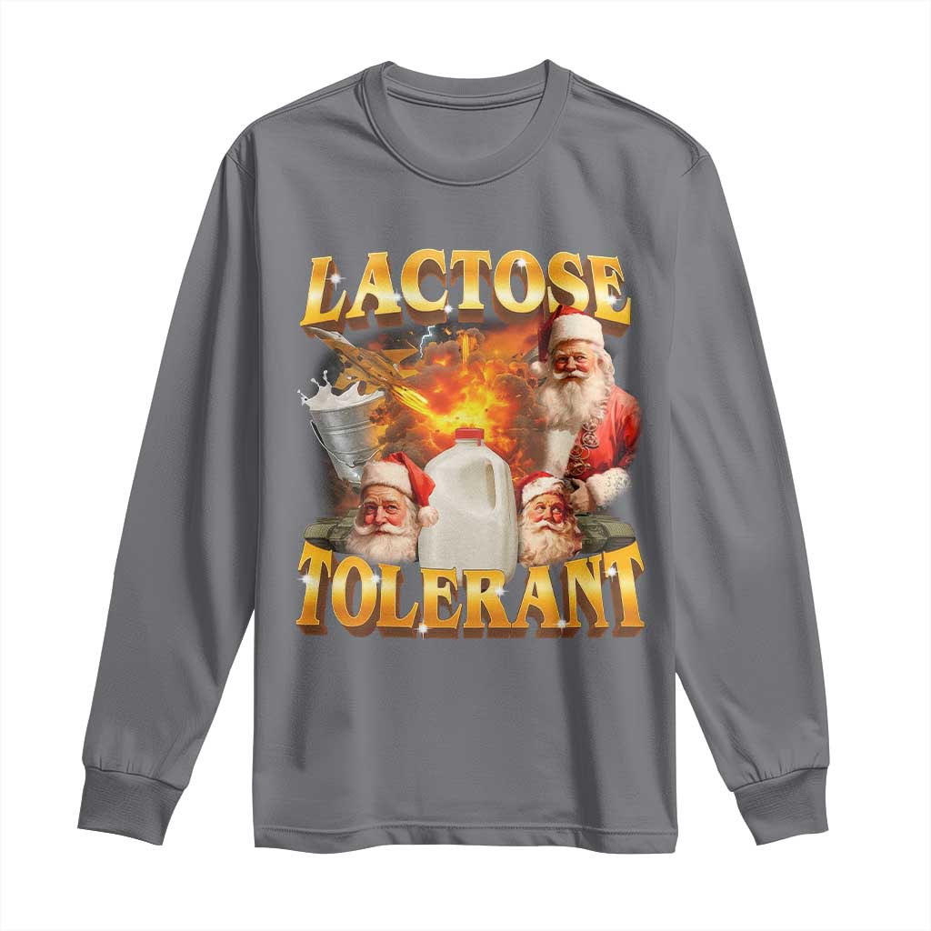 Funny Christmas Santa Lactose Tolerant Long Sleeve Shirt Xmas Tummy Ironic Sarcastic Meme - Wonder Print Shop
