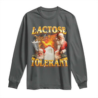 Funny Christmas Santa Lactose Tolerant Long Sleeve Shirt Xmas Tummy Ironic Sarcastic Meme - Wonder Print Shop
