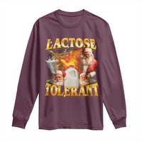 Funny Christmas Santa Lactose Tolerant Long Sleeve Shirt Xmas Tummy Ironic Sarcastic Meme - Wonder Print Shop