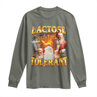 Funny Christmas Santa Lactose Tolerant Long Sleeve Shirt Xmas Tummy Ironic Sarcastic Meme - Wonder Print Shop