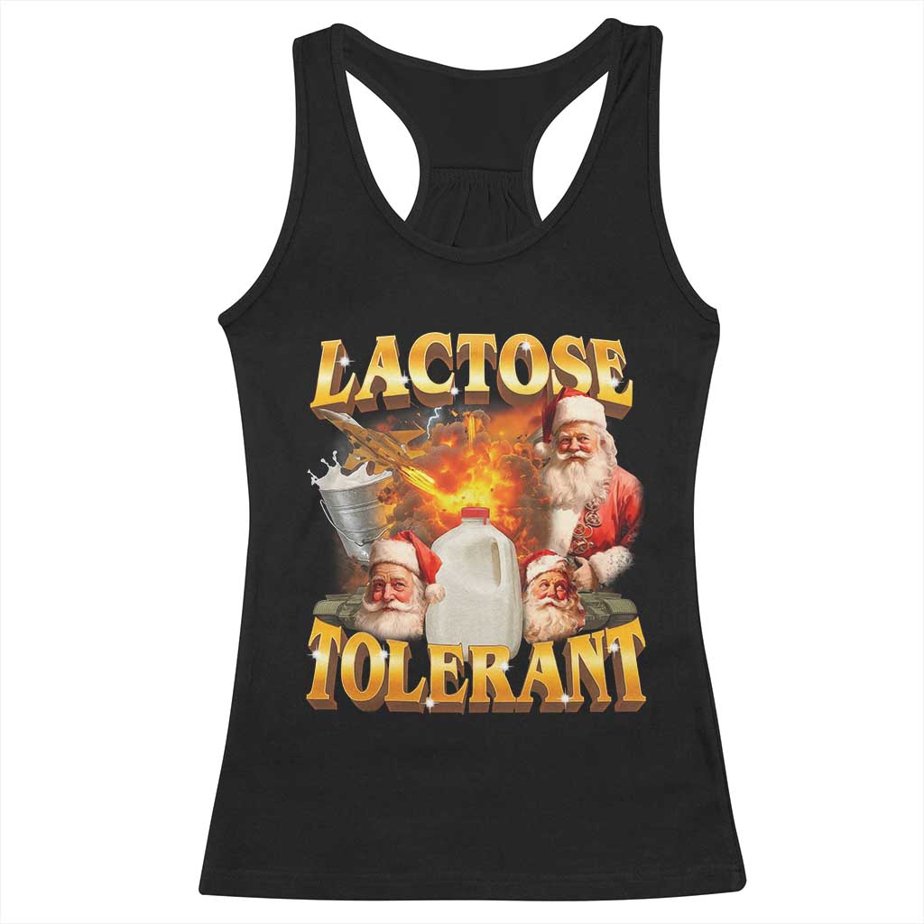 Funny Christmas Santa Lactose Tolerant Racerback Tank Top Xmas Tummy Ironic Sarcastic Meme - Wonder Print Shop