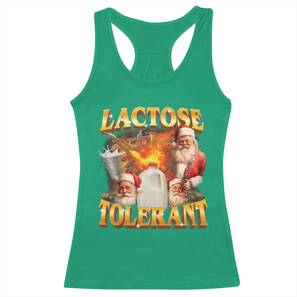 Funny Christmas Santa Lactose Tolerant Racerback Tank Top Xmas Tummy Ironic Sarcastic Meme - Wonder Print Shop