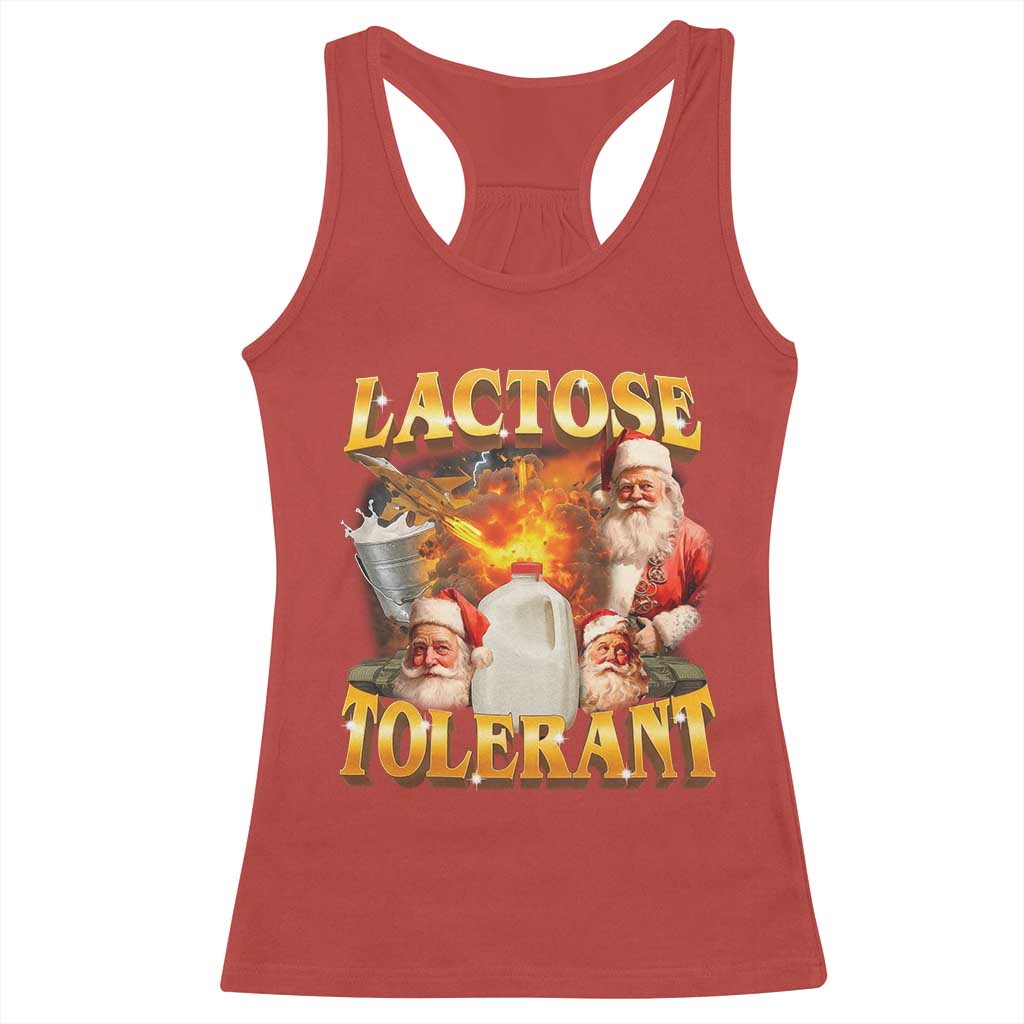 Funny Christmas Santa Lactose Tolerant Racerback Tank Top Xmas Tummy Ironic Sarcastic Meme - Wonder Print Shop