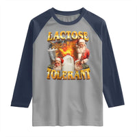 Funny Christmas Santa Lactose Tolerant Raglan Shirt Xmas Tummy Ironic Sarcastic Meme - Wonder Print Shop