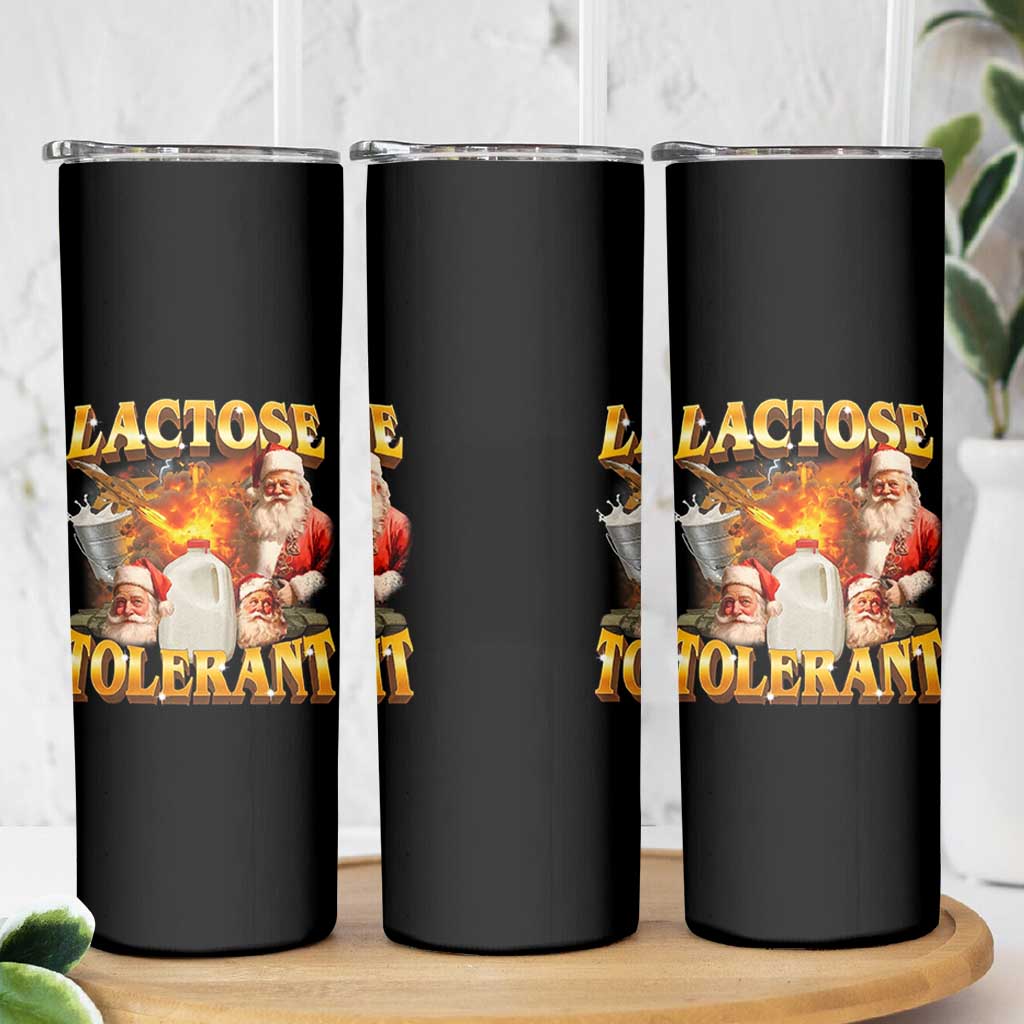 Funny Christmas Santa Lactose Tolerant Skinny Tumbler Xmas Tummy Ironic Sarcastic Meme - Wonder Print Shop