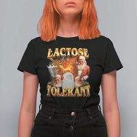 Funny Christmas Santa Lactose Tolerant T Shirt For Women Xmas Tummy Ironic Sarcastic Meme - Wonder Print Shop