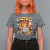 Funny Christmas Santa Lactose Tolerant T Shirt For Women Xmas Tummy Ironic Sarcastic Meme - Wonder Print Shop