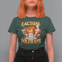 Funny Christmas Santa Lactose Tolerant T Shirt For Women Xmas Tummy Ironic Sarcastic Meme - Wonder Print Shop