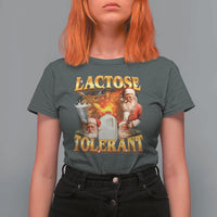 Funny Christmas Santa Lactose Tolerant T Shirt For Women Xmas Tummy Ironic Sarcastic Meme - Wonder Print Shop