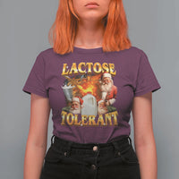 Funny Christmas Santa Lactose Tolerant T Shirt For Women Xmas Tummy Ironic Sarcastic Meme - Wonder Print Shop