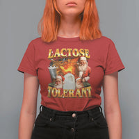 Funny Christmas Santa Lactose Tolerant T Shirt For Women Xmas Tummy Ironic Sarcastic Meme - Wonder Print Shop