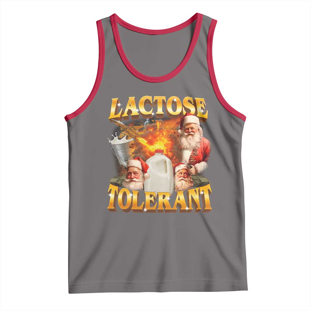 Funny Christmas Santa Lactose Tolerant Tank Top Xmas Tummy Ironic Sarcastic Meme - Wonder Print Shop
