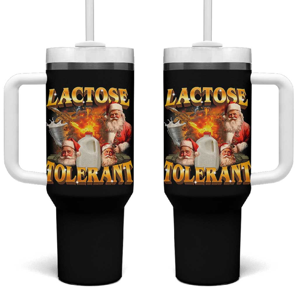 Funny Christmas Santa Lactose Tolerant Tumbler With Handle Xmas Tummy Ironic Sarcastic Meme - Wonder Print Shop