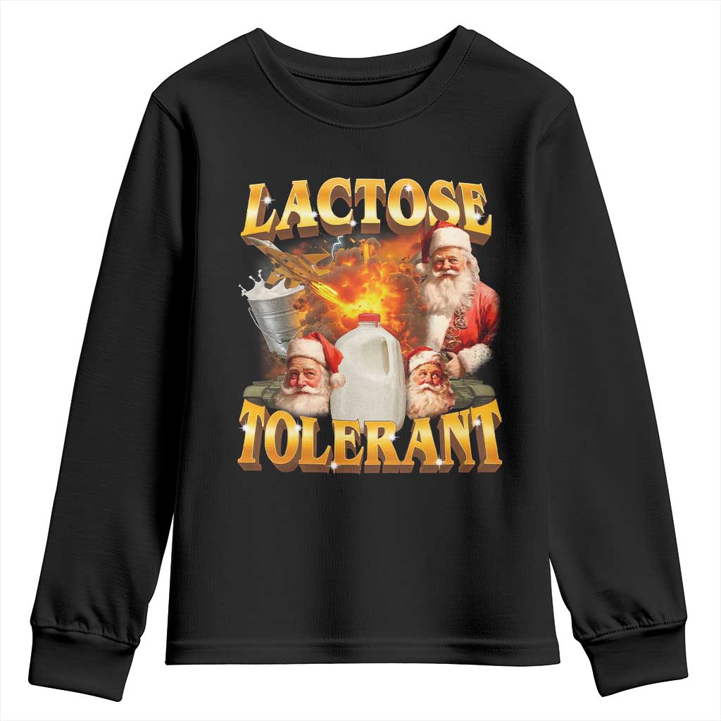Funny Christmas Santa Lactose Tolerant Youth Sweatshirt Xmas Tummy Ironic Sarcastic Meme - Wonder Print Shop