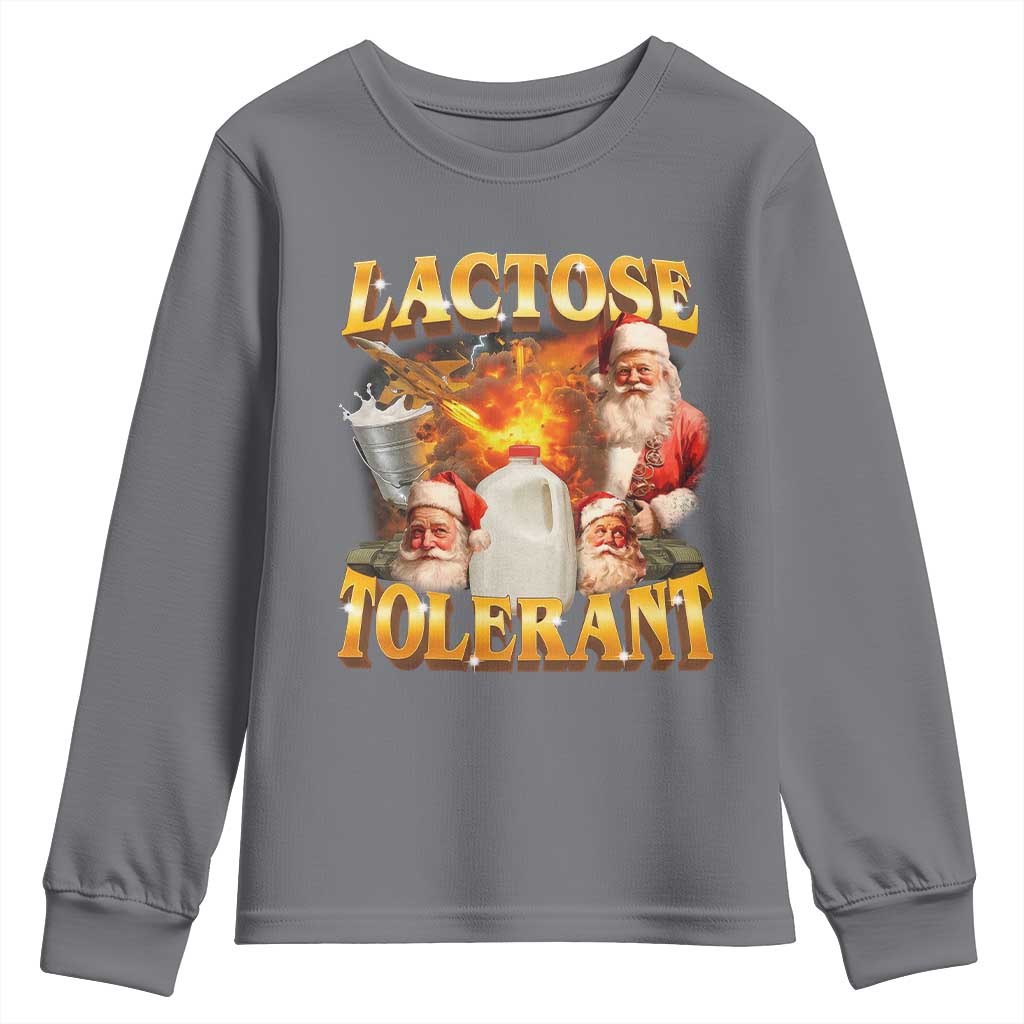 Funny Christmas Santa Lactose Tolerant Youth Sweatshirt Xmas Tummy Ironic Sarcastic Meme - Wonder Print Shop