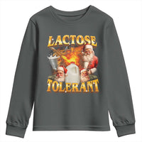 Funny Christmas Santa Lactose Tolerant Youth Sweatshirt Xmas Tummy Ironic Sarcastic Meme - Wonder Print Shop