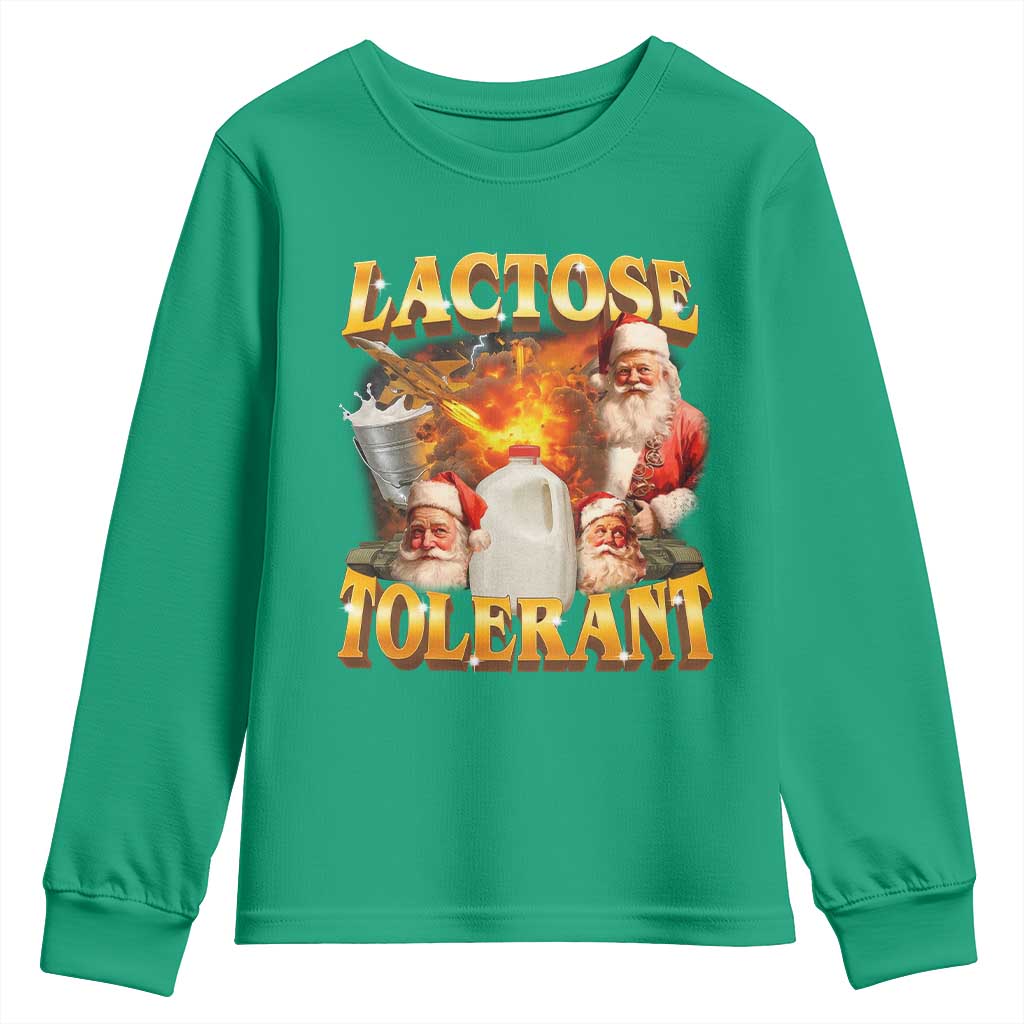 Funny Christmas Santa Lactose Tolerant Youth Sweatshirt Xmas Tummy Ironic Sarcastic Meme - Wonder Print Shop