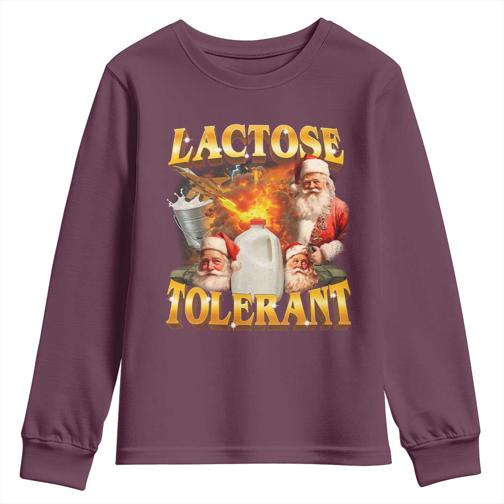 Funny Christmas Santa Lactose Tolerant Youth Sweatshirt Xmas Tummy Ironic Sarcastic Meme - Wonder Print Shop