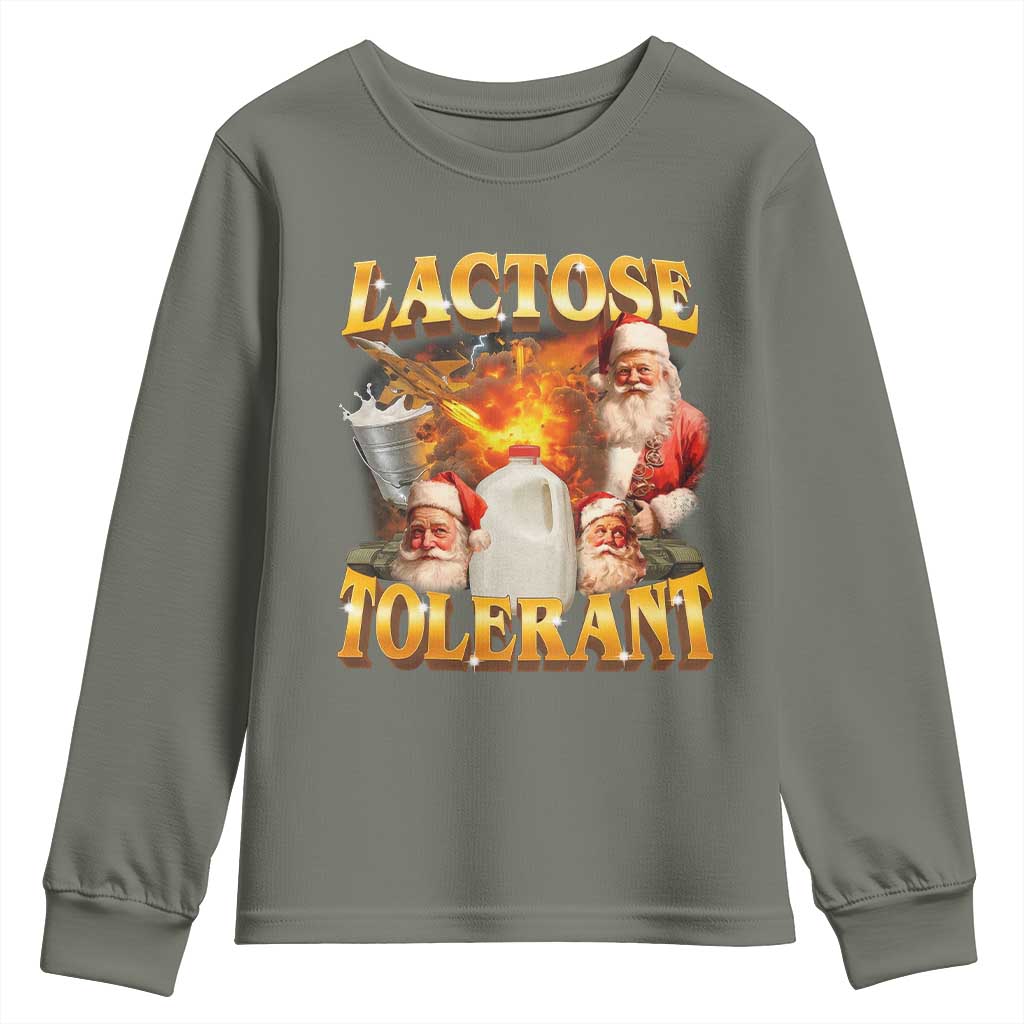 Funny Christmas Santa Lactose Tolerant Youth Sweatshirt Xmas Tummy Ironic Sarcastic Meme - Wonder Print Shop
