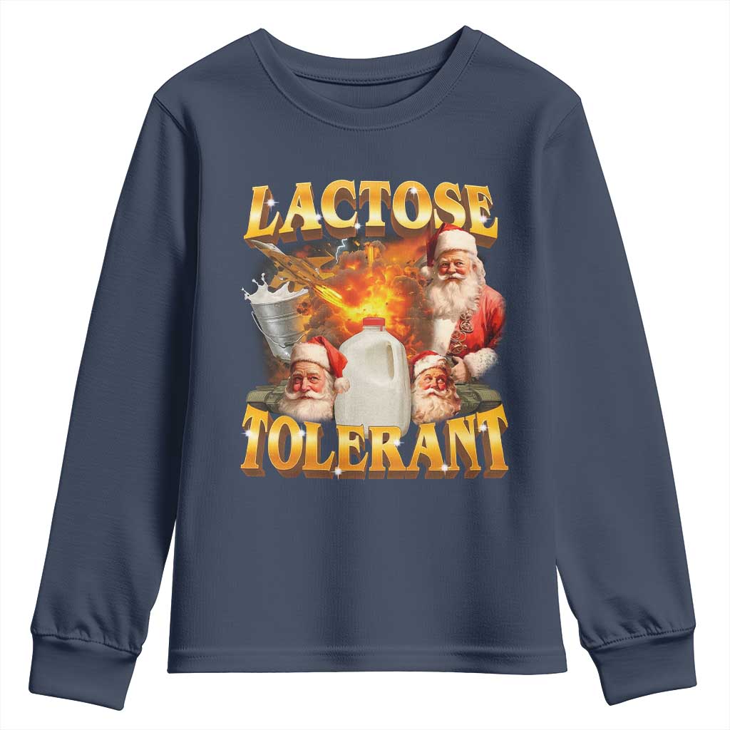 Funny Christmas Santa Lactose Tolerant Youth Sweatshirt Xmas Tummy Ironic Sarcastic Meme - Wonder Print Shop