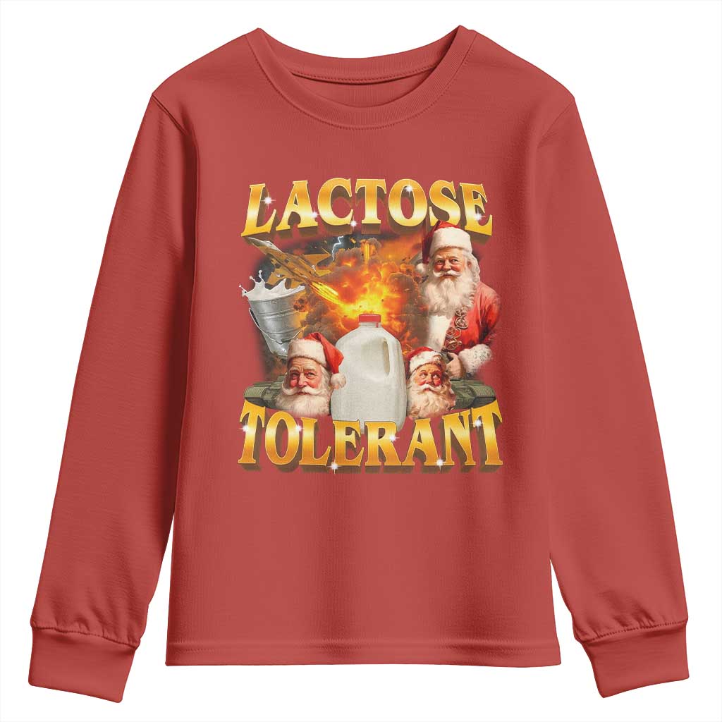 Funny Christmas Santa Lactose Tolerant Youth Sweatshirt Xmas Tummy Ironic Sarcastic Meme - Wonder Print Shop