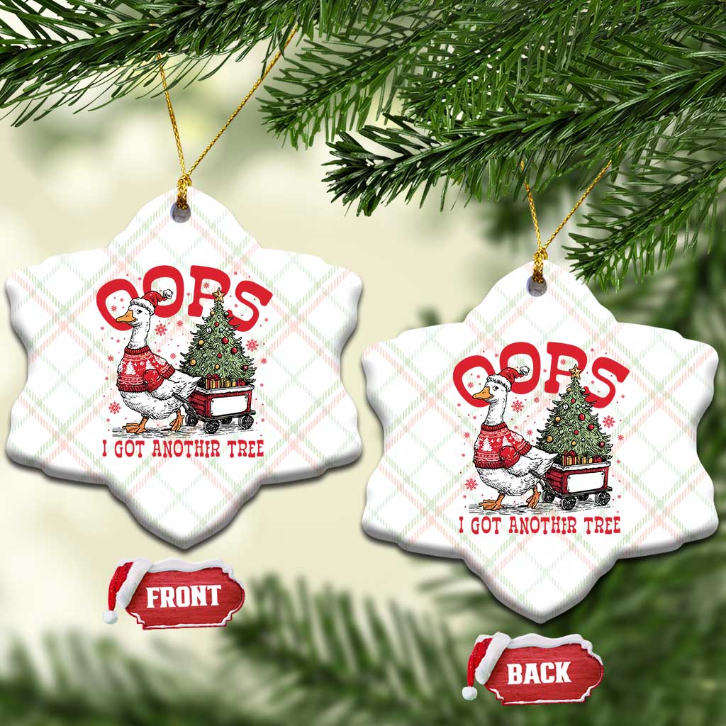 Funny Oops I Got Another Tree Funny Christmas Goose Ceramic Ornament - Wonder Print Shop