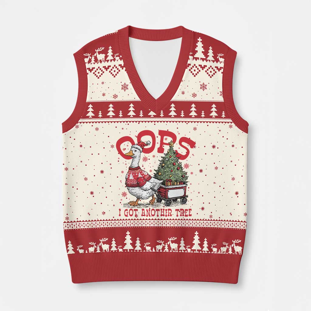 Funny Oops I Got Another Tree Funny Xmas Goose V-Neck Knit Sweater Vest - Wonder Print Shop