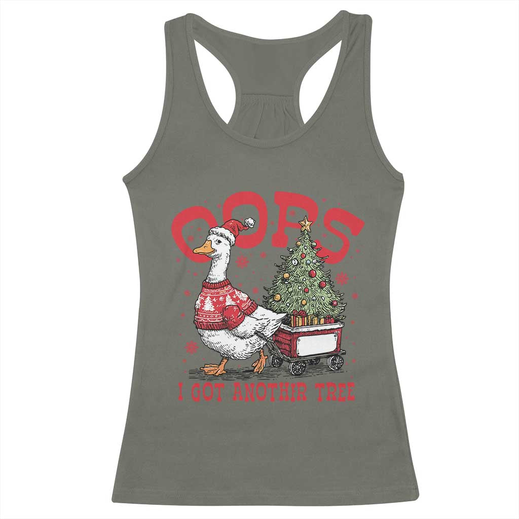 Funny Oops I Got Another Tree Funny Christmas Goose Racerback Tank Top - Wonder Print Shop