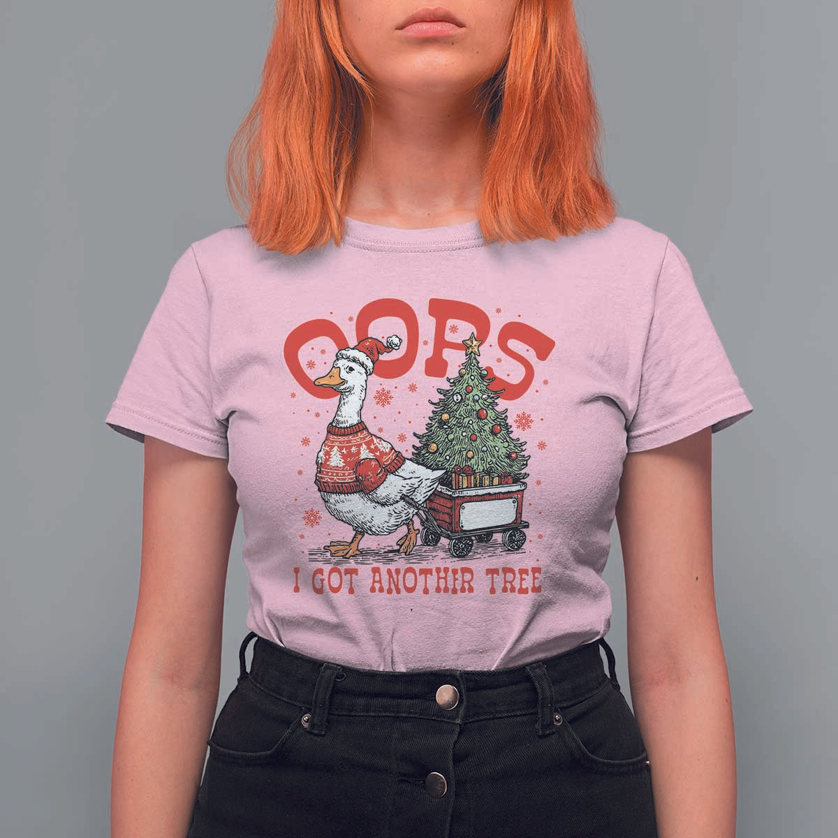 Funny Oops I Got Another Tree Funny Christmas Goose T Shirt For Women - Wonder Print Shop