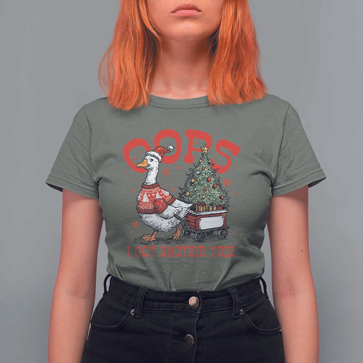 Funny Oops I Got Another Tree Funny Christmas Goose T Shirt For Women - Wonder Print Shop