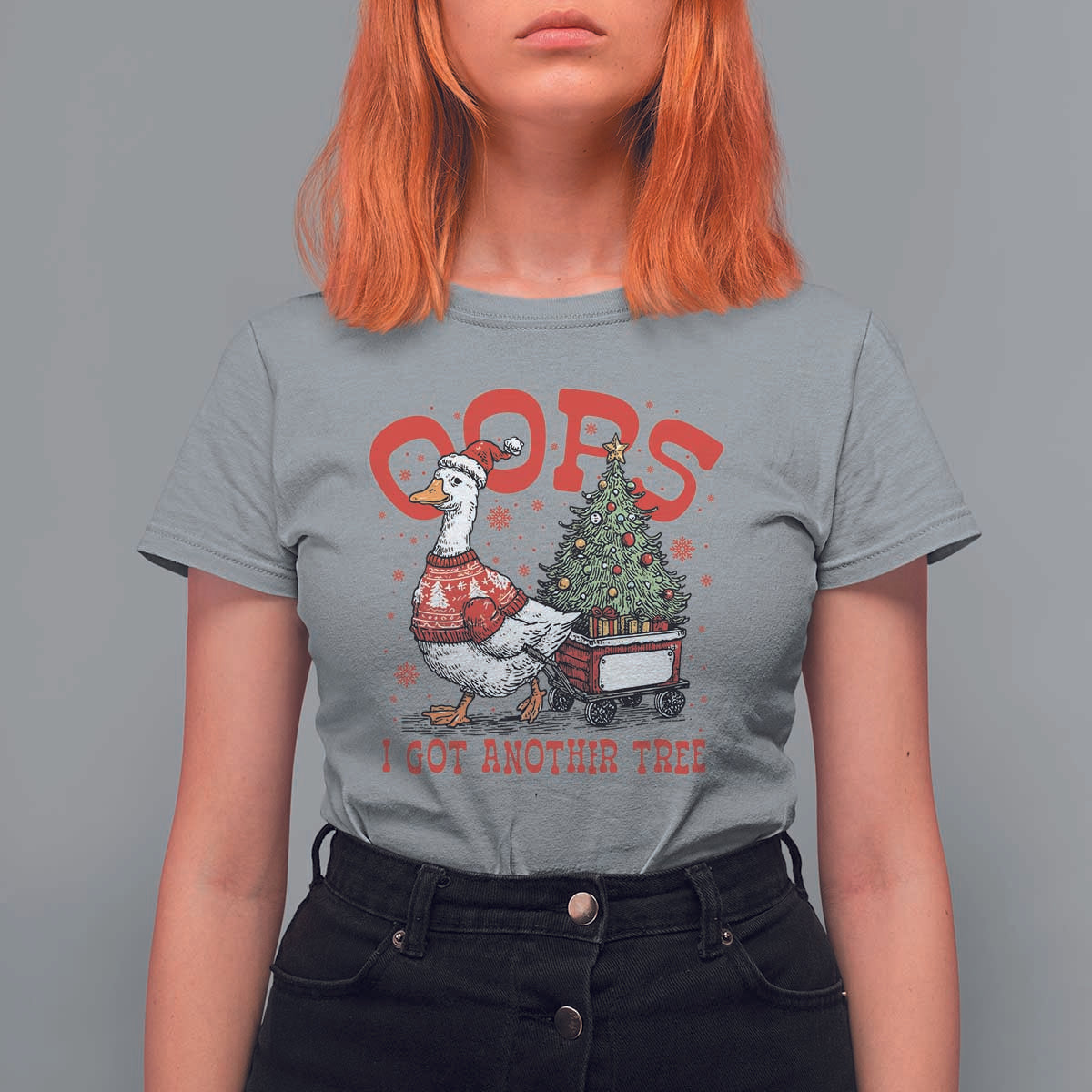 Funny Oops I Got Another Tree Funny Christmas Goose T Shirt For Women - Wonder Print Shop
