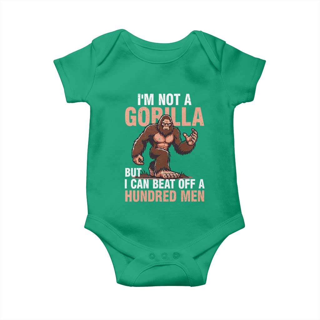 I'm Not A Gorilla But I Can't Beat Off A Hundred Men Baby Onesie Funny Bigfoot Meme - Wonder Print Shop