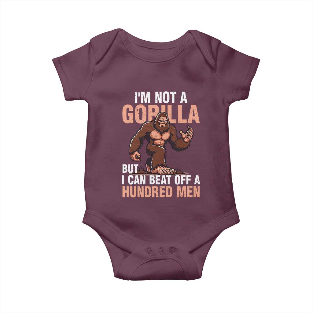 I'm Not A Gorilla But I Can't Beat Off A Hundred Men Baby Onesie Funny Bigfoot Meme - Wonder Print Shop