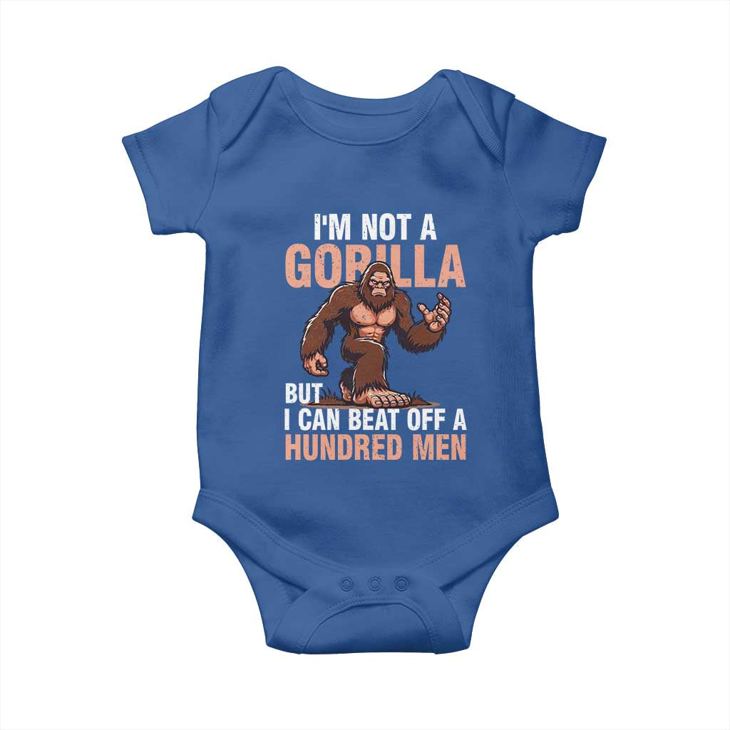 I'm Not A Gorilla But I Can't Beat Off A Hundred Men Baby Onesie Funny Bigfoot Meme - Wonder Print Shop