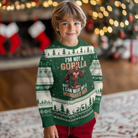 I'm Not A Gorilla But I Can't Beat Off A Hundred Men Ugly Christmas Sweater Funny Bigfoot Meme - Wonder Print Shop