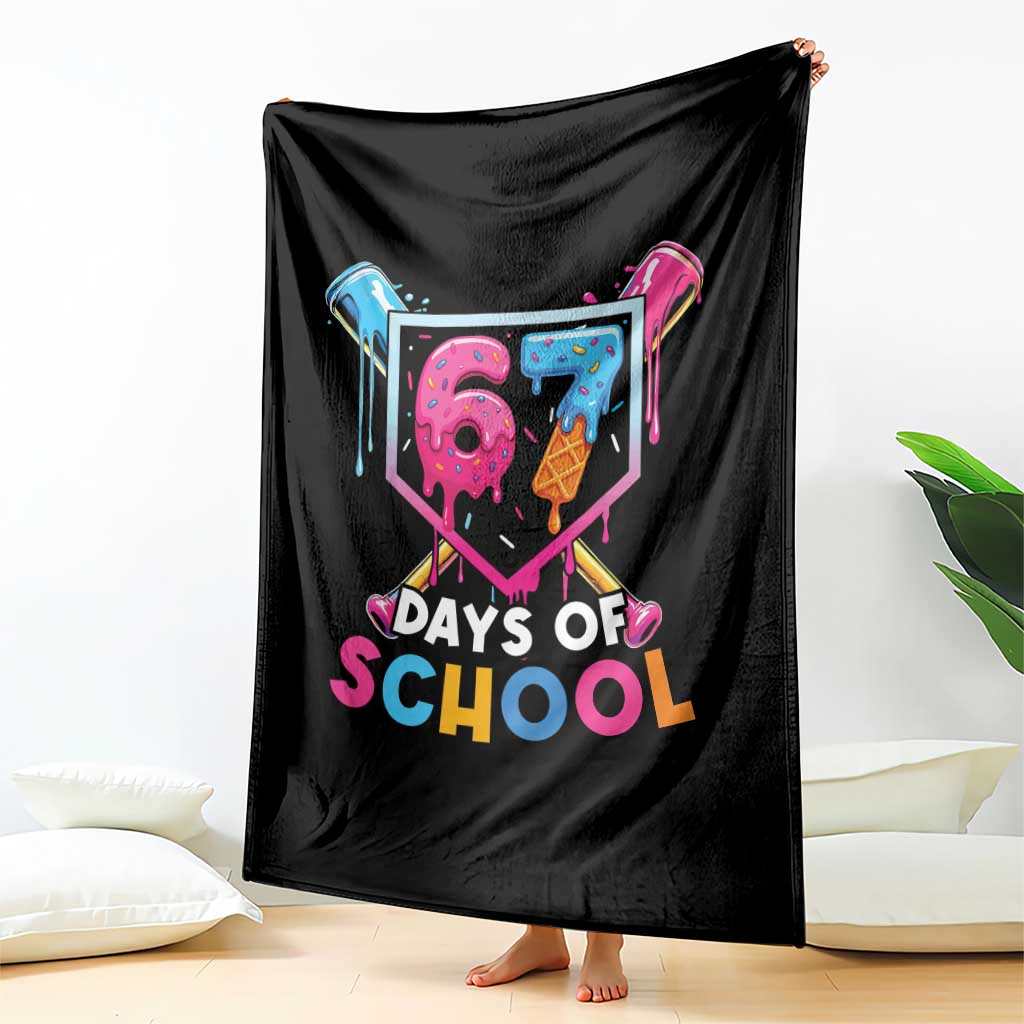 Funny 67 Days Of School Baseball Drip Throw Blanket Six Seven Meme Gen Alpha - Wonder Print Shop