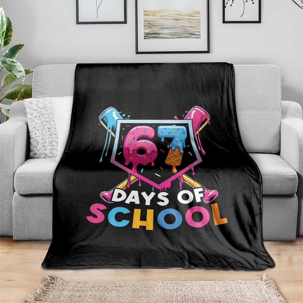 Funny 67 Days Of School Baseball Drip Throw Blanket Six Seven Meme Gen Alpha - Wonder Print Shop
