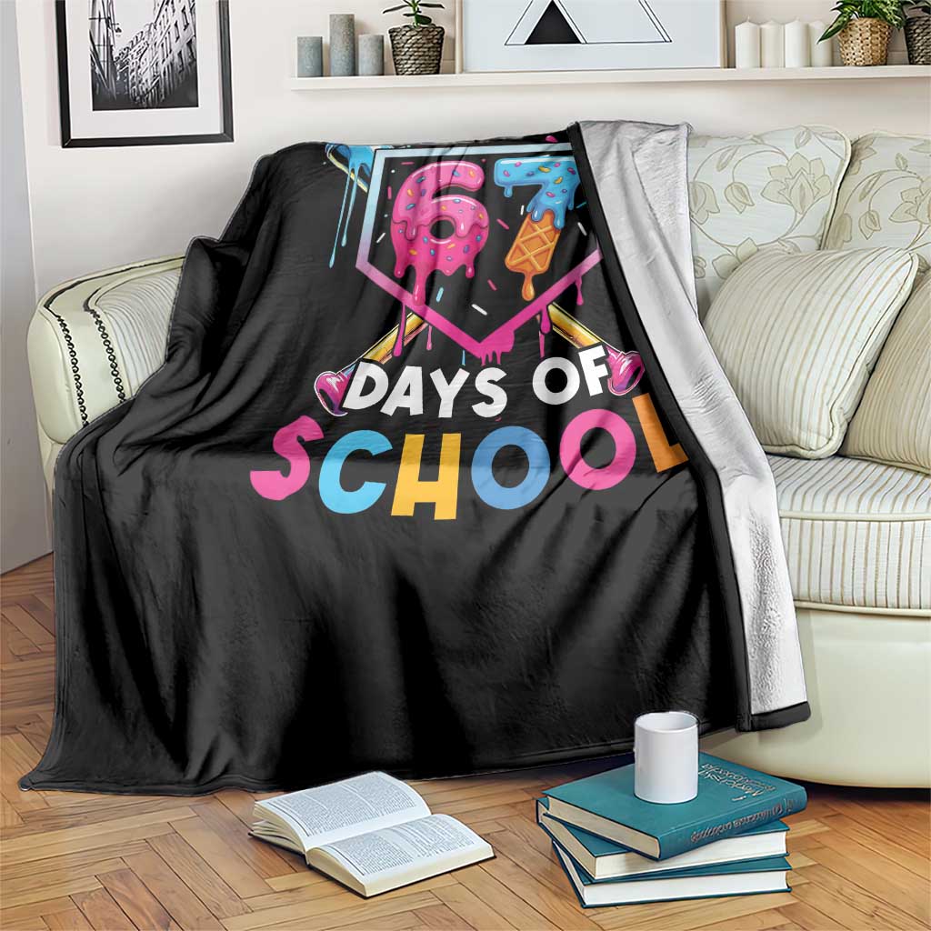 Funny 67 Days Of School Baseball Drip Throw Blanket Six Seven Meme Gen Alpha - Wonder Print Shop