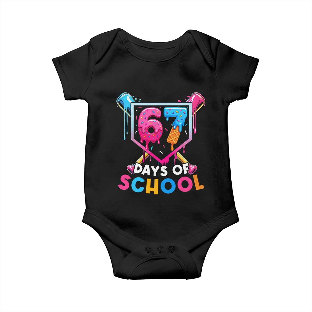Funny 67 Days Of School Baseball Drip Baby Onesie Six Seven Meme Gen Alpha - Wonder Print Shop