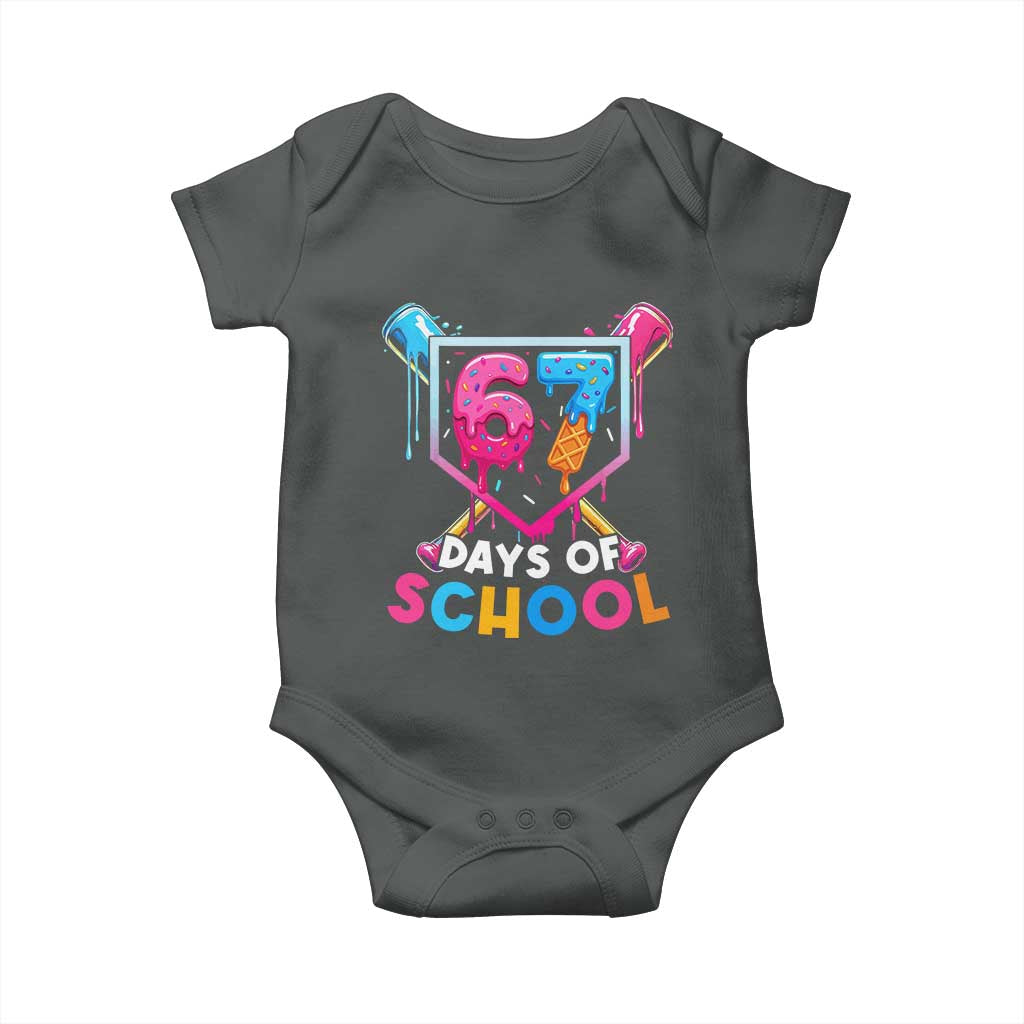 Funny 67 Days Of School Baseball Drip Baby Onesie Six Seven Meme Gen Alpha - Wonder Print Shop